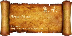 Móna Alex névjegykártya